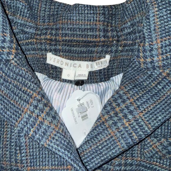 Veronica Beard Yareli Dickey Jacket Plaid 100% Wool Blazer Womens Size 0 - Picture 7 of 9
